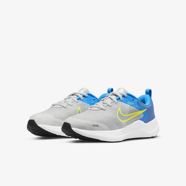 Nike Downshifter 12 Older Weg Hardloopschoenen Kinderen Grijs Blauw Grijs Donkerblauw Grijs | NK319KLS