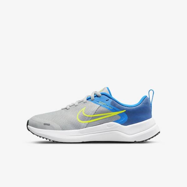 Nike Downshifter 12 Older Weg Hardloopschoenen Kinderen Grijs Blauw Grijs Donkerblauw Grijs | NK319KLS