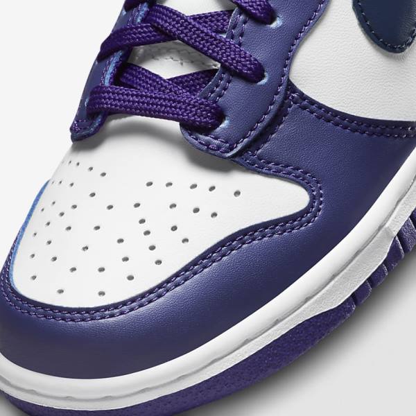 Nike Dunk High Older Sneakers Kinderen Wit Paars Donkerblauw | NK458UVZ