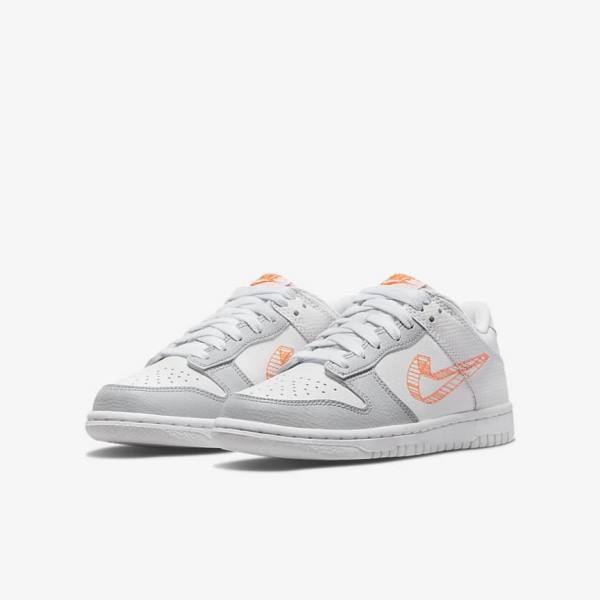 Nike Dunk Low SE Older Sneakers Kinderen Wit Platina Oranje | NK032JSL