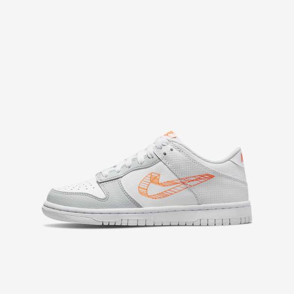 Nike Dunk Low SE Older Sneakers Kinderen Wit Platina Oranje | NK032JSL