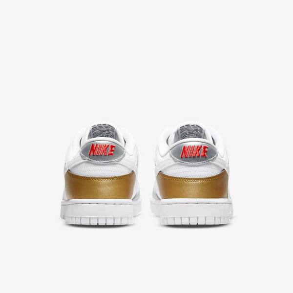 Nike Dunk Low SE Sneakers Dames Goud Zilver Rood Wit | NK648WXA