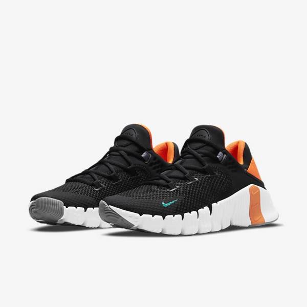 Nike Free Metcon 4 Fitness Schoenen Dames Zwart Oranje Wit Turquoise | NK456AVE