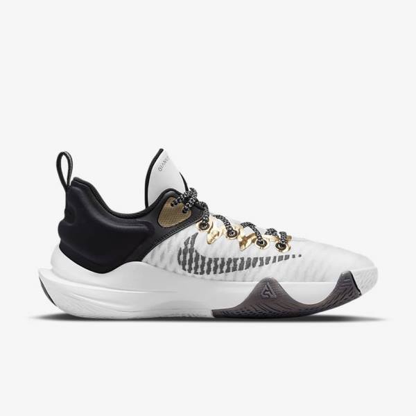 Nike Giannis Immortality Basketbalschoenen Heren Wit Zwart Metal Goud | NK072MEY