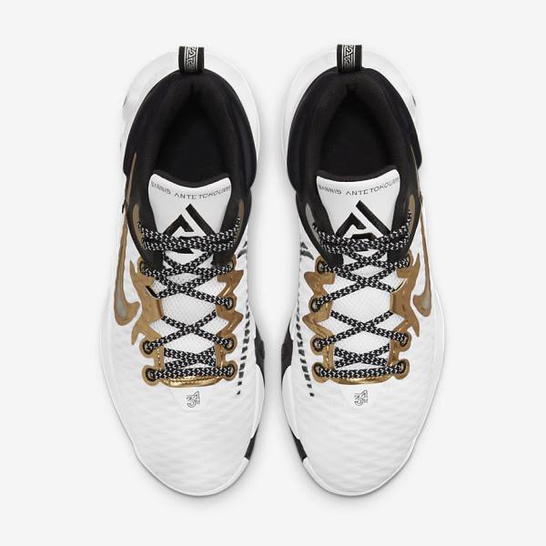 Nike Giannis Immortality Basketbalschoenen Heren Wit Zwart Metal Goud | NK072MEY