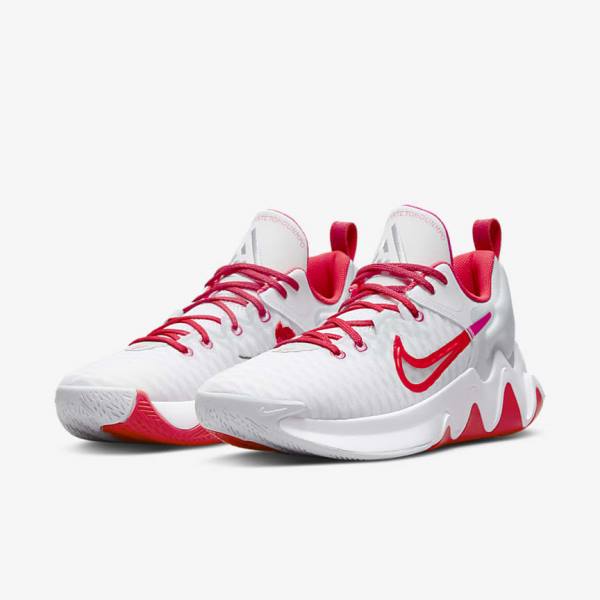 Nike Giannis Immortality Basketbalschoenen Heren Wit Roze Platina Rood | NK876QLS