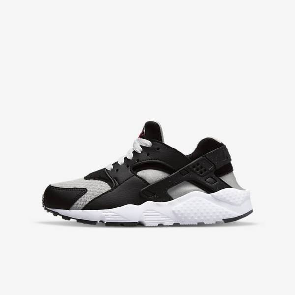 Nike Huarache Run Older Sneakers Kinderen Zwart Grijs Wit Rood | NK184DBR