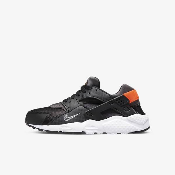 Nike Huarache Run Older Sneakers Kinderen Zwart Oranje Grijs Wit | NK287JVZ