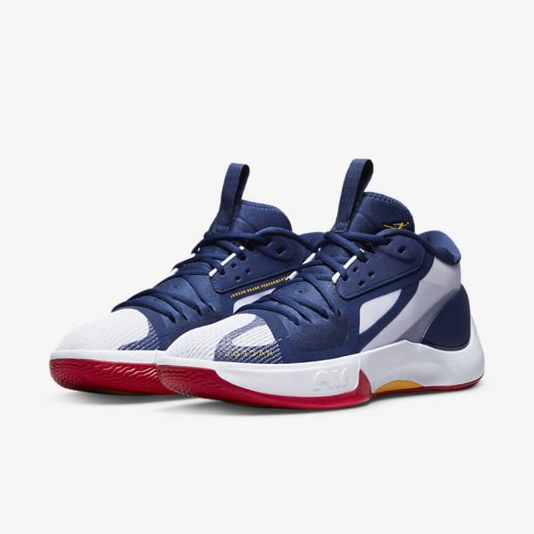 Nike Jordan Zoom Separate Basketbalschoenen Heren Donkerblauw Wit Rood Goud | NK107QGO