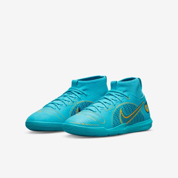 Nike Jr. Mercurial Superfly 8 Academy IC Younger and Older Indoor Court Voetbalschoenen Kinderen Blauw Oranje | NK941QLE