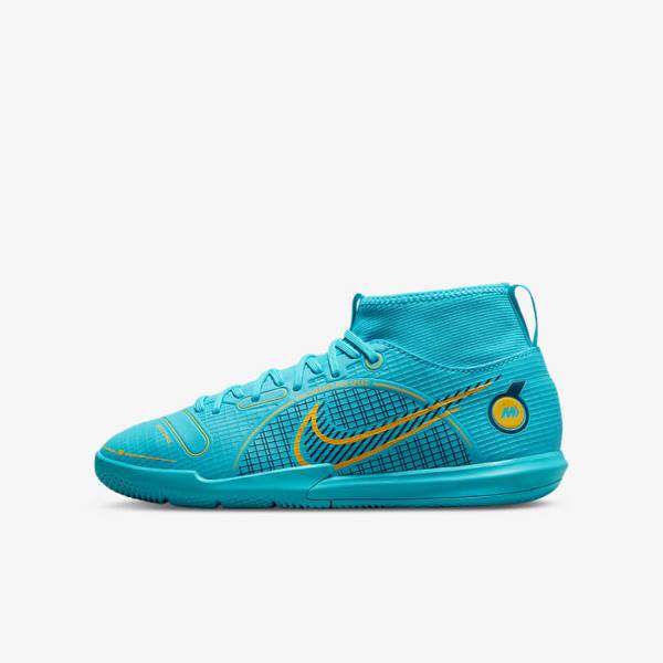 Nike Jr. Mercurial Superfly 8 Academy IC Younger and Older Indoor Court Voetbalschoenen Kinderen Blauw Oranje | NK941QLE