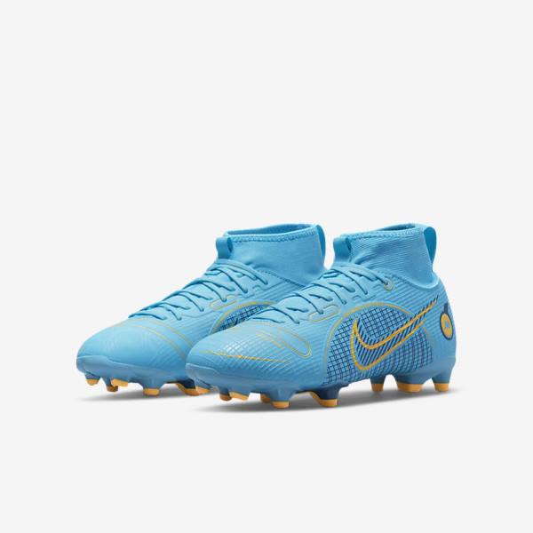 Nike Jr. Mercurial Superfly 8 Academy MG Older Multi-Ground Voetbalschoenen Kinderen Blauw Oranje | NK016WSL