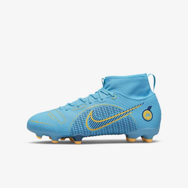 Nike Jr. Mercurial Superfly 8 Academy MG Older Multi-Ground Voetbalschoenen Kinderen Blauw Oranje | NK016WSL