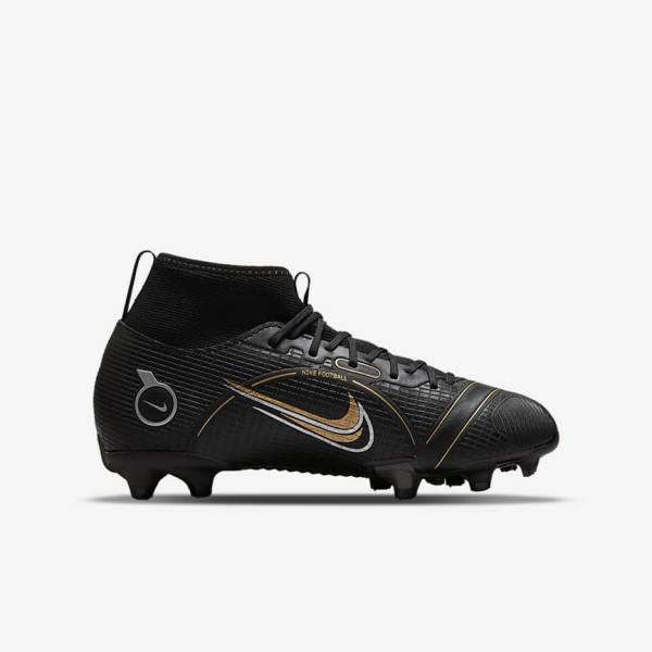 Nike Jr. Mercurial Superfly 8 Academy MG Older Multi-Ground Voetbalschoenen Kinderen Zwart Metal Zilver Grijs Metal Goud | NK142XLF