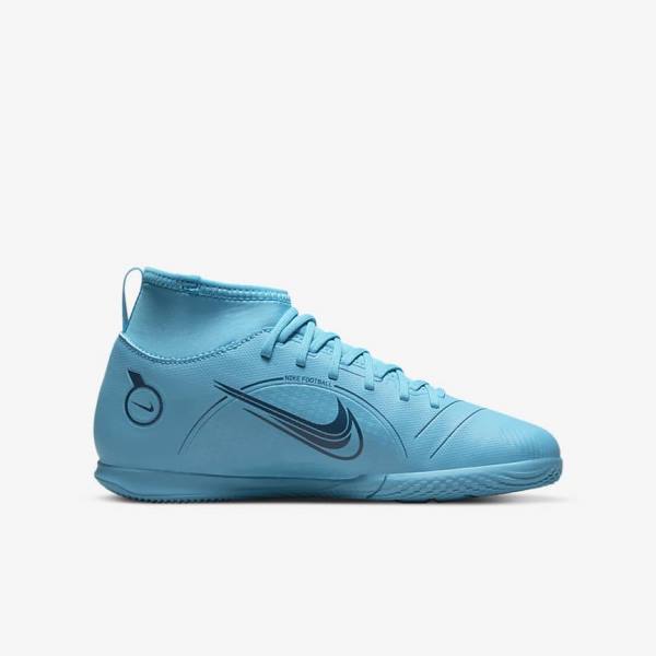 Nike Jr. Mercurial Superfly 8 Club IC Older Indoor-Court Voetbalschoenen Kinderen Blauw Oranje | NK748GYZ