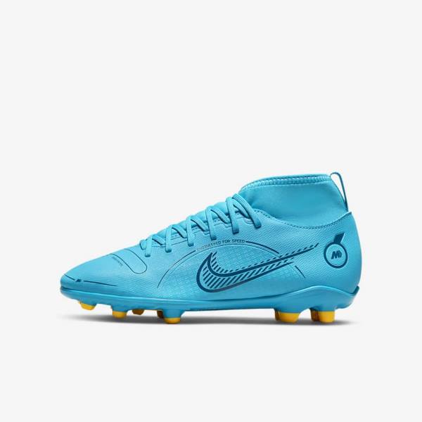 Nike Jr. Mercurial Superfly 8 Club MG Older Multi-Ground Voetbalschoenen Kinderen Blauw Oranje | NK841ZUG