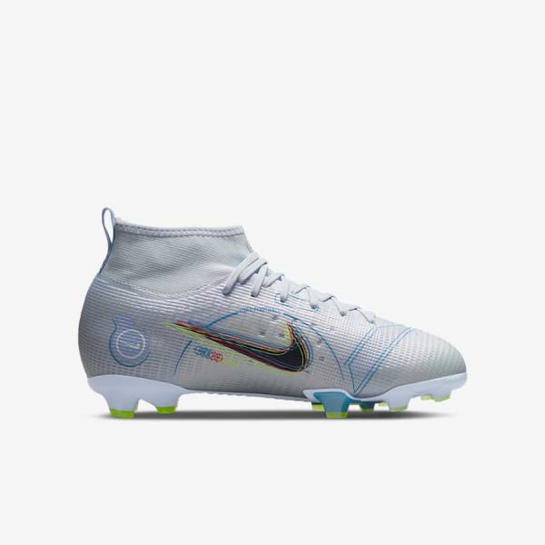 Nike Jr. Mercurial Superfly 8 Pro FG Younger and Older Firm-Grounds Voetbalschoenen Kinderen Grijs Lichtblauw | NK047LJR