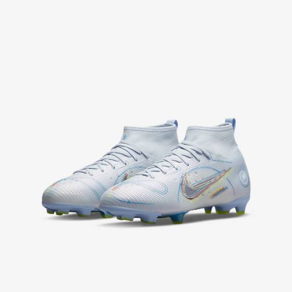 Nike Jr. Mercurial Superfly 8 Pro FG Younger and Older Firm-Grounds Voetbalschoenen Kinderen Grijs Lichtblauw | NK047LJR