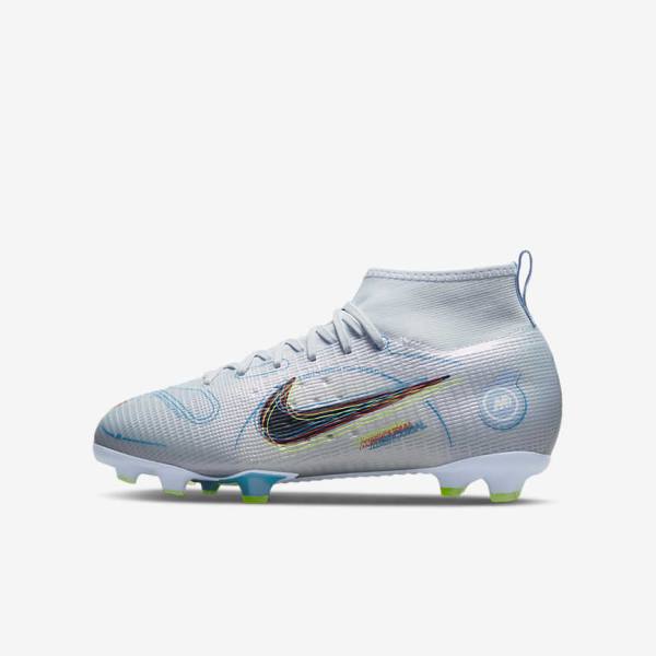 Nike Jr. Mercurial Superfly 8 Pro FG Younger and Older Firm-Grounds Voetbalschoenen Kinderen Grijs Lichtblauw | NK047LJR