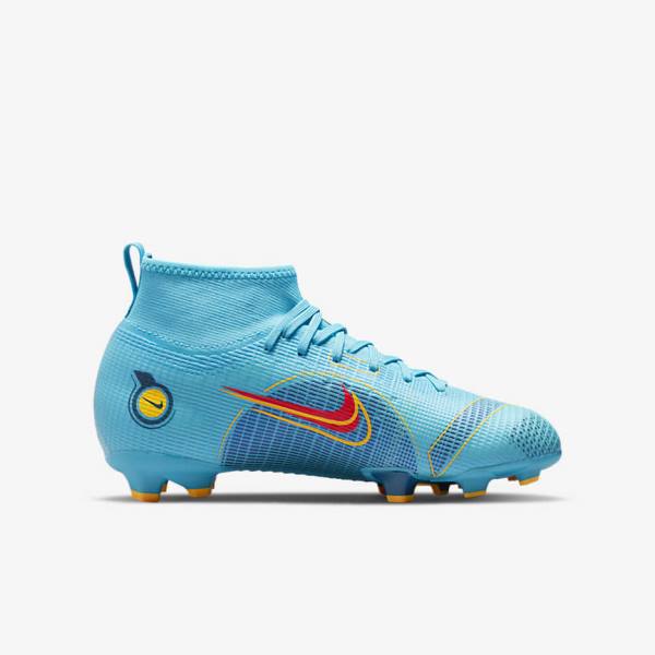 Nike Jr. Mercurial Superfly 8 Pro FG Younger and Older Firm-Grounds Voetbalschoenen Kinderen Blauw Oranje | NK365IPL