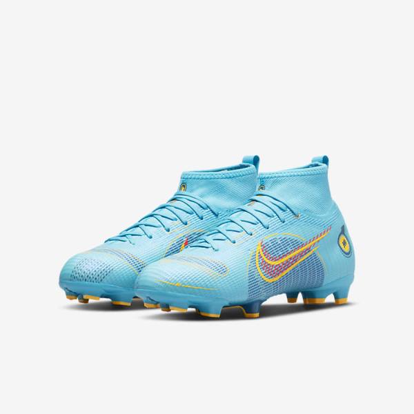 Nike Jr. Mercurial Superfly 8 Pro FG Younger and Older Firm-Grounds Voetbalschoenen Kinderen Blauw Oranje | NK365IPL