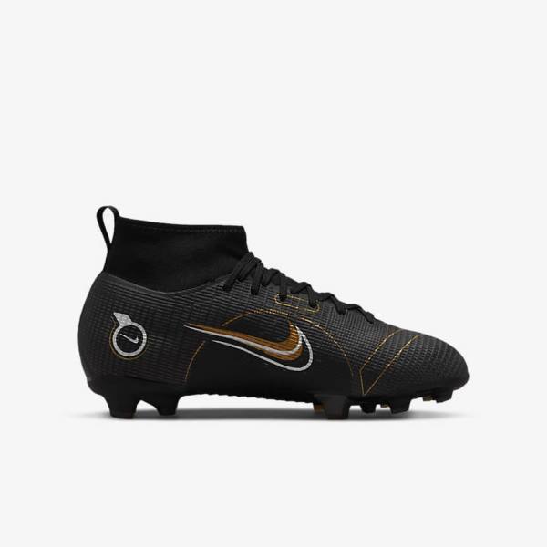 Nike Jr. Mercurial Superfly 8 Pro FG Younger and Older Firm-Grounds Voetbalschoenen Kinderen Zwart Metal Zilver Grijs Metal Goud | NK864IBF