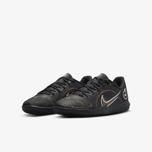 Nike Jr. Mercurial Vapor 14 Academy IC Older Indoor Court Voetbalschoenen Kinderen Zwart Metal Zilver Grijs Metal Goud | NK725QRN