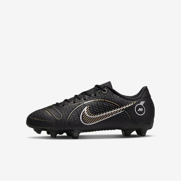 Nike Jr. Mercurial Vapor 14 Academy MG Older Multi-Ground Voetbalschoenen Kinderen Zwart Metal Zilver Grijs Metal Goud | NK827HBV