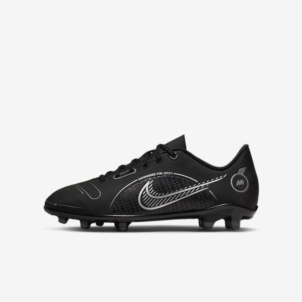 Nike Jr. Mercurial Vapor 14 Club MG Older Multi-Ground Voetbalschoenen Kinderen Zwart Grijs Metal Zilver | NK140TZB