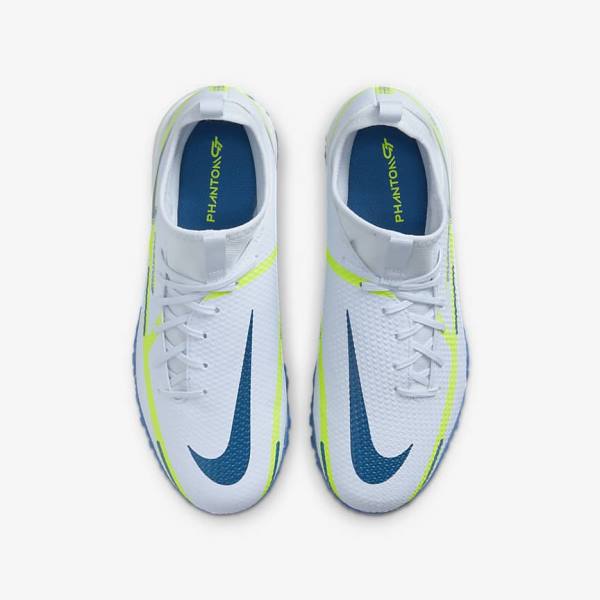 Nike Jr. Phantom GT2 Academy Dynamic Fit TF Older Turf Voetbalschoenen Kinderen Grijs Lichtblauw Donkerblauw | NK219WNY