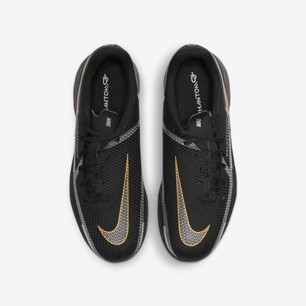 Nike Jr. Phantom GT2 Academy IC Older Indoor Court Voetbalschoenen Kinderen Zwart Metal Goud Donkergrijs Metal Donkergrijs | NK041YSZ