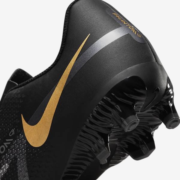 Nike Jr. Phantom GT2 Academy MG Older Multi-Ground Voetbalschoenen Kinderen Zwart Metal Goud Donkergrijs Metal Donkergrijs | NK541RVD