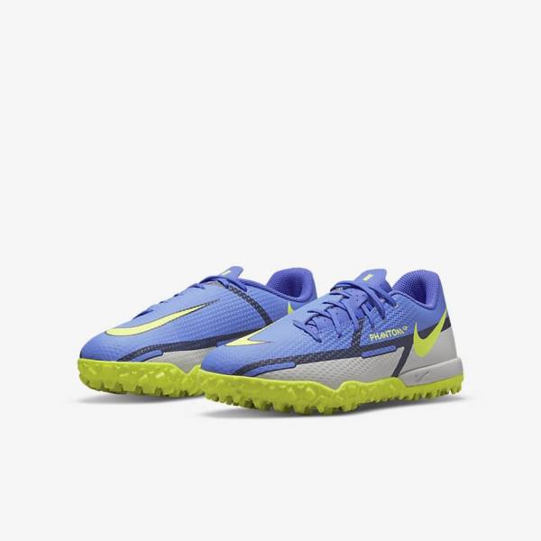 Nike Jr. Phantom GT2 Academy TF Older Turf Voetbalschoenen Kinderen Blauw Grijs | NK172YNQ