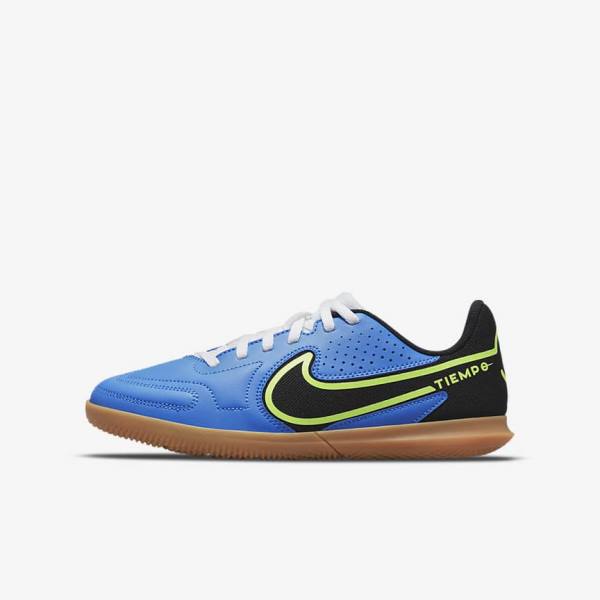 Nike Jr. Tiempo Legend 9 Club IC Older Indoor-Court Voetbalschoenen Kinderen Lichtblauw Lichtgroen Bruin Zwart | NK361WVO