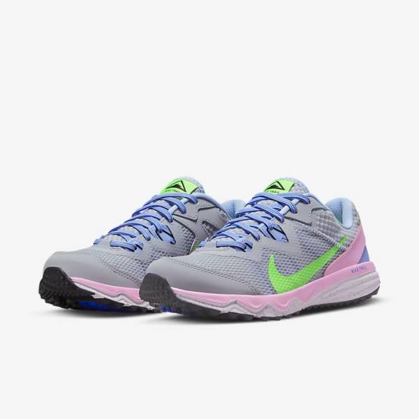 Nike Juniper Trail Trail Hardloopschoenen Dames Grijs Lichtblauw Roze Groen | NK029IZD