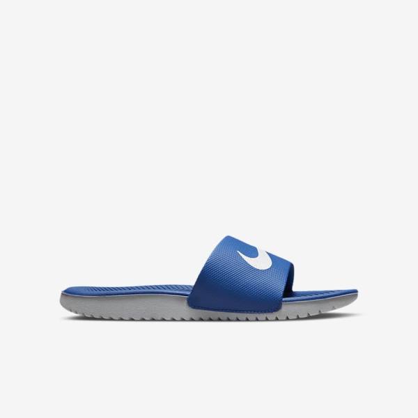 Nike Kawa Older Badslippers Kinderen Blauw Wit | NK601JWI