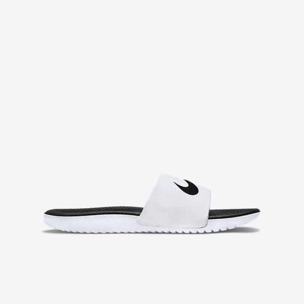 Nike Kawa Older Badslippers Kinderen Wit Zwart | NK508UQB