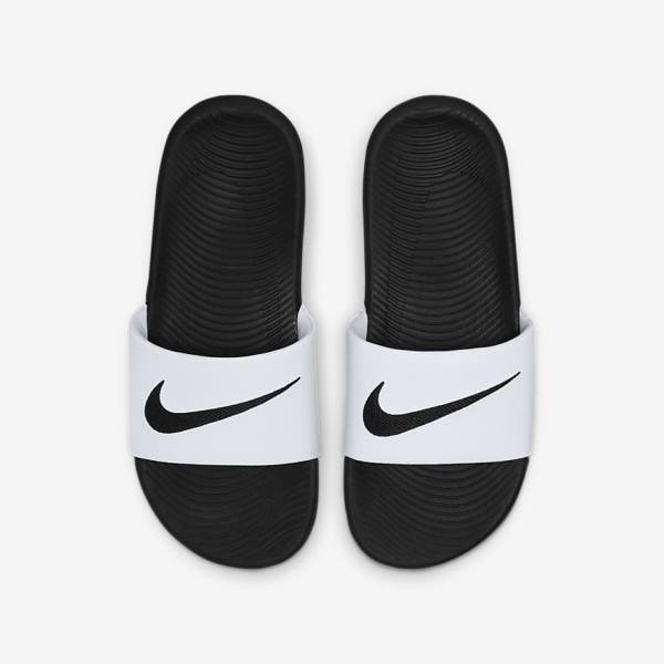 Nike Kawa Older Badslippers Kinderen Wit Zwart | NK508UQB