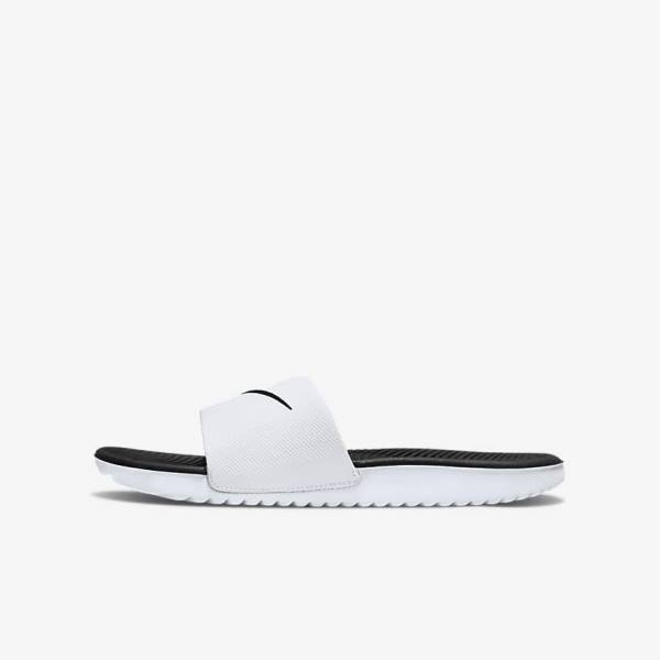 Nike Kawa Older Badslippers Kinderen Wit Zwart | NK508UQB