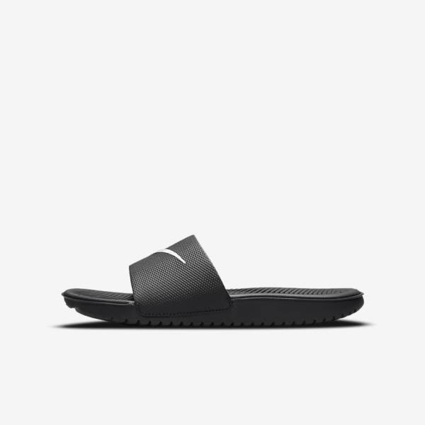 Nike Kawa Older Badslippers Kinderen Zwart Wit | NK168QFA