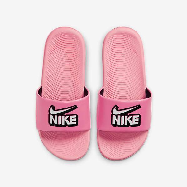 Nike Kawa Older Badslippers Kinderen Zwart Wit | NK358GOX