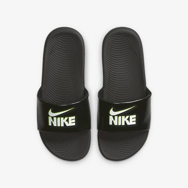 Nike Kawa Older Badslippers Kinderen Zwart Wit | NK826PVL