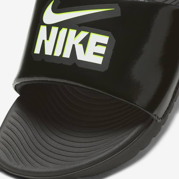 Nike Kawa Older Badslippers Kinderen Zwart Wit | NK826PVL