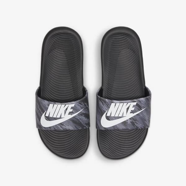 Nike Kawa SE Older Badslippers Kinderen Zwart Platina | NK345RJA