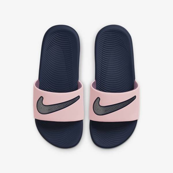 Nike Kawa SE Older Badslippers Kinderen Roze Donkerblauw Metal Zilver | NK392QCI