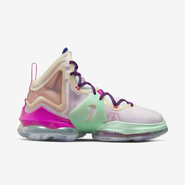 Nike LeBron 19 Basketbalschoenen Dames Blauw Lichtgroen Wit Bordeaux | NK963GBI