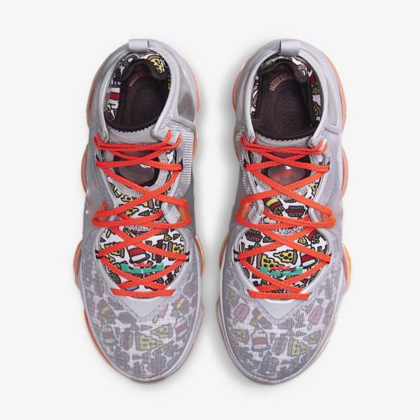 Nike LeBron 19 Basketbalschoenen Dames Grijs Oranje Lichtrood Groen | NK436KFL