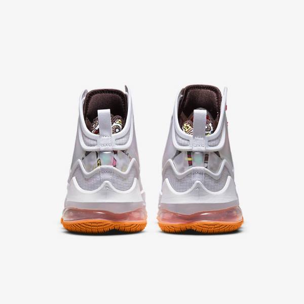 Nike LeBron 19 Basketbalschoenen Dames Grijs Oranje Lichtrood Groen | NK436KFL