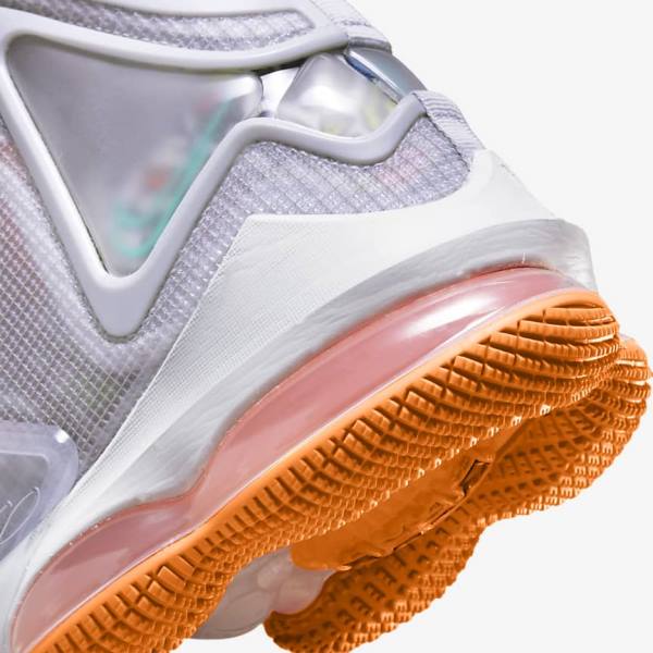 Nike LeBron 19 Basketbalschoenen Dames Grijs Oranje Lichtrood Groen | NK436KFL