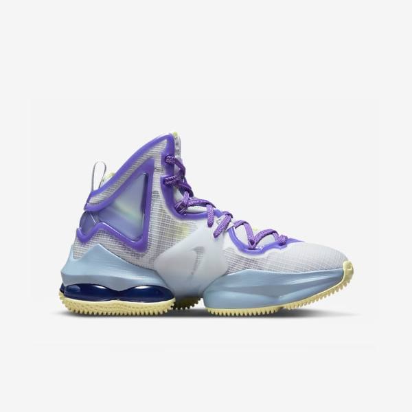 Nike LeBron 19 Older Basketbalschoenen Kinderen Blauw Paars | NK253RLI